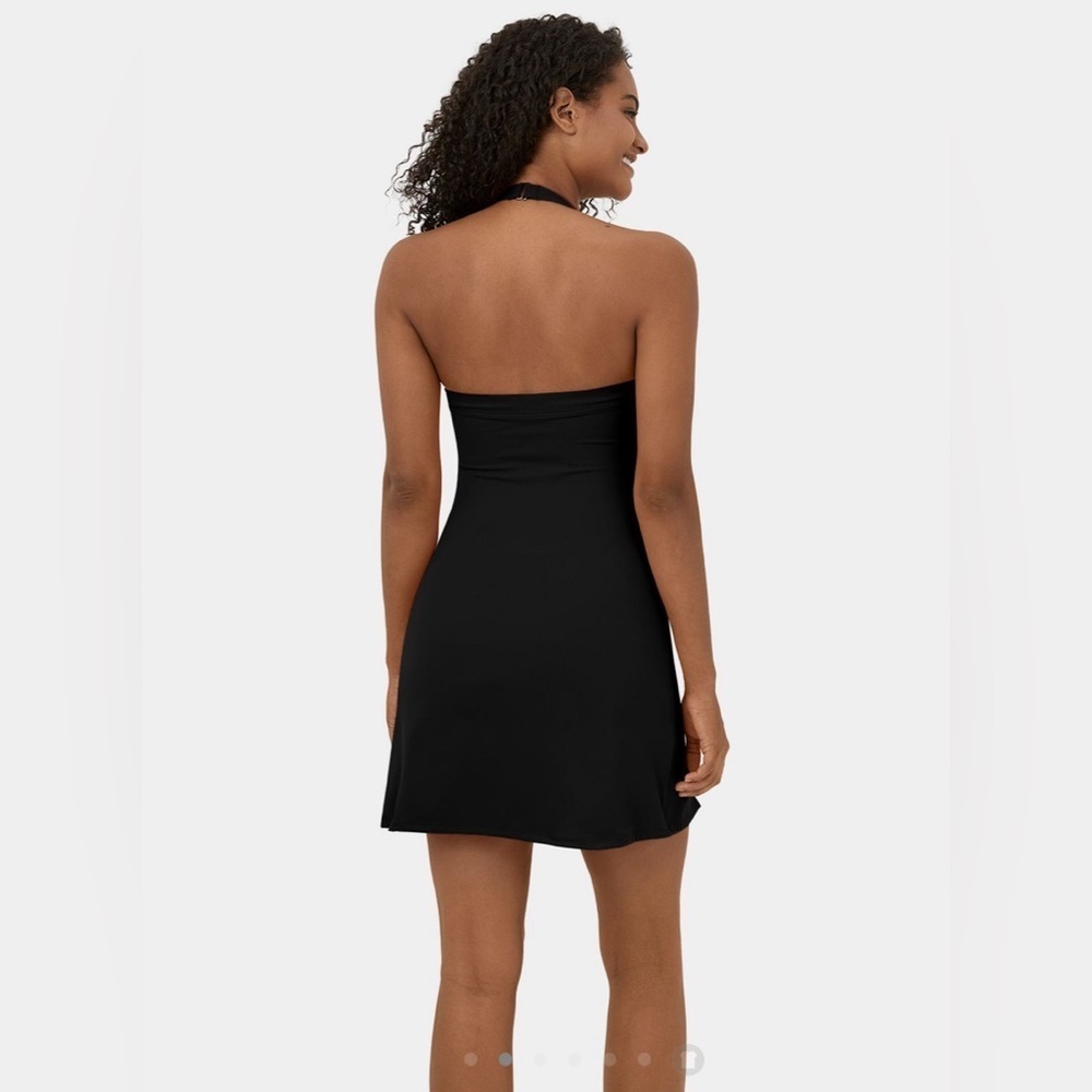 Halara Softlyzero Plush Halter Ruched Backless Split Hem Mini Active‎ Dress NWT - Picture 2 of 16